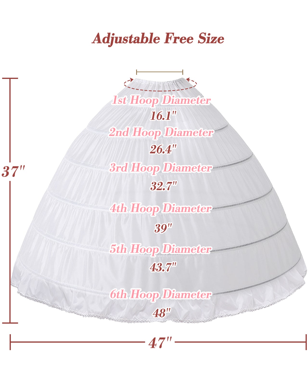 Hoop Skirt Crinoline Underskirt Petticoat for Women Ball Gown Bridal Tulle Underskirt Wedding Dress