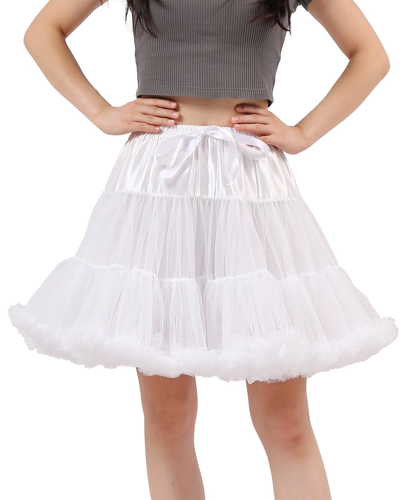 Tulle Petticoats for Women Elastic Waist Chiffon Petticoat Party Cosplay Underskirt Multi-Layer Puffy Tutu Skirt