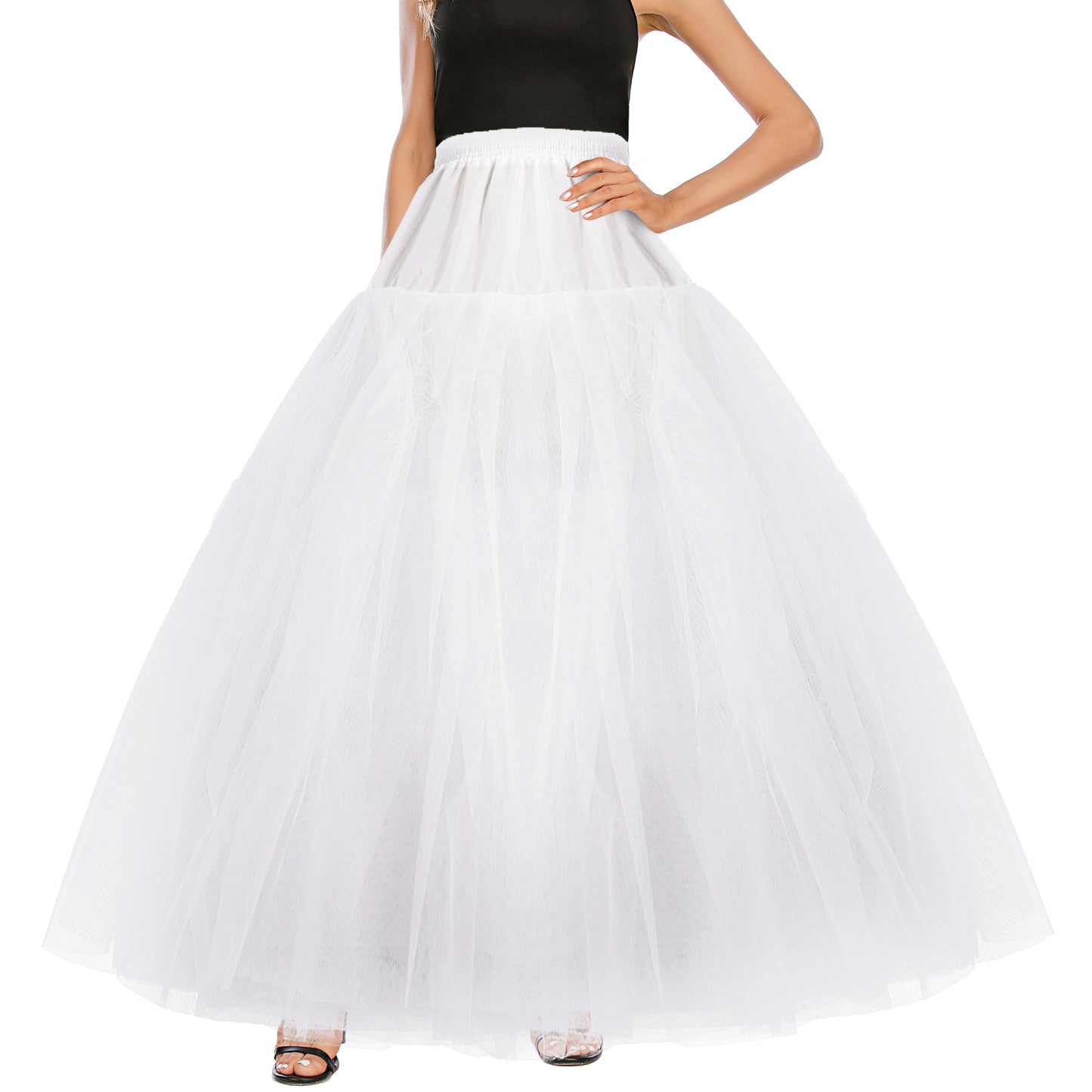 Women Hoopless Crinoline Full A-line Underskirt Crinoline Petticoat Bridal Underskirt for Ball Gown Slip White Crinoline Underskirt One Size