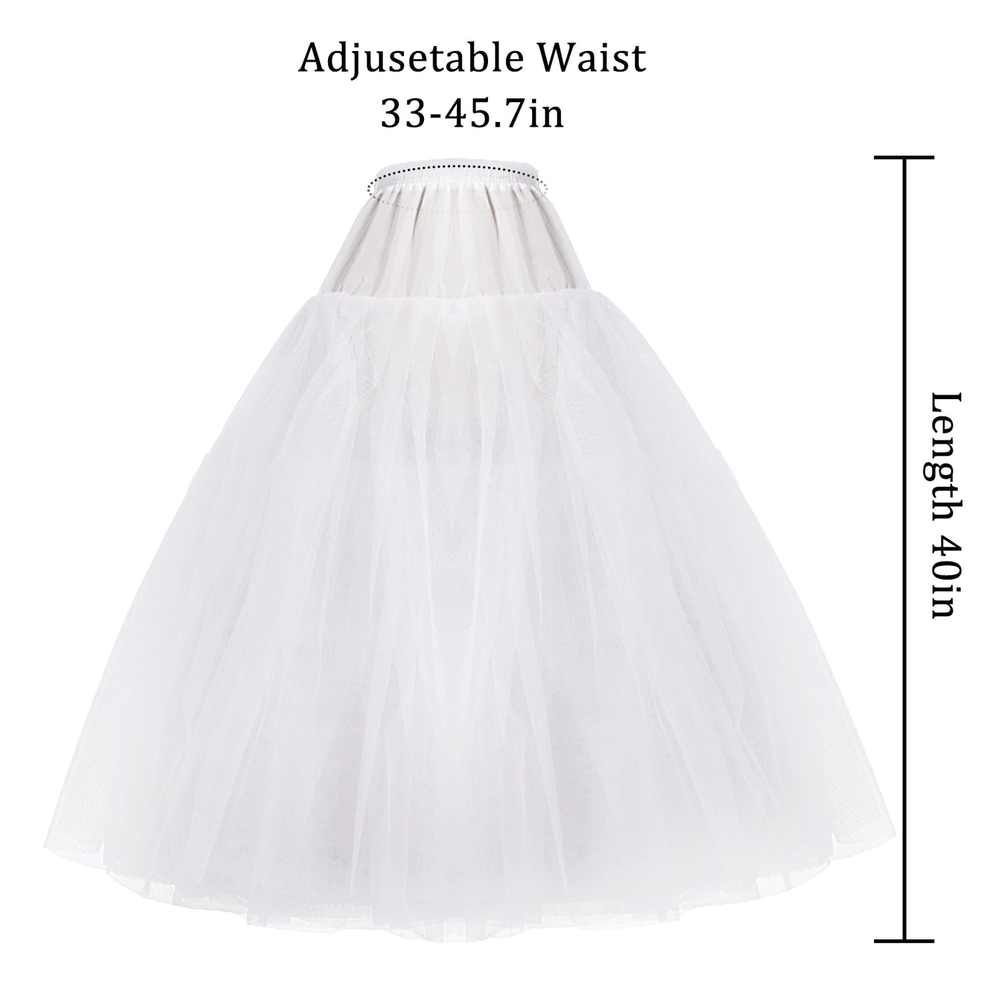 Women Hoopless Crinoline Full A-line Underskirt Crinoline Petticoat Bridal Underskirt for Ball Gown Slip White Crinoline Underskirt One Size