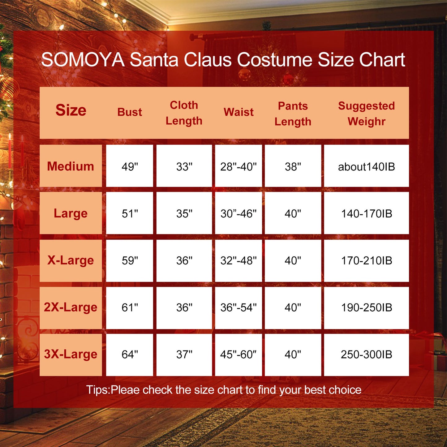 SOMOYA Christmas Santa Claus Costume with Beards Santa Suit Adult Men,Deluxe Santa Outfit Set Professional Santa Costumes, Santa Suits 9 Pcs(XX-Large, Burgundy)