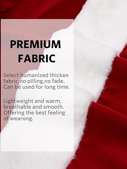 Santa Claus Costume for Men 9PCS, Christmas Santa Costume Adult Deluxe Santa Suit Professional Santa Outfit