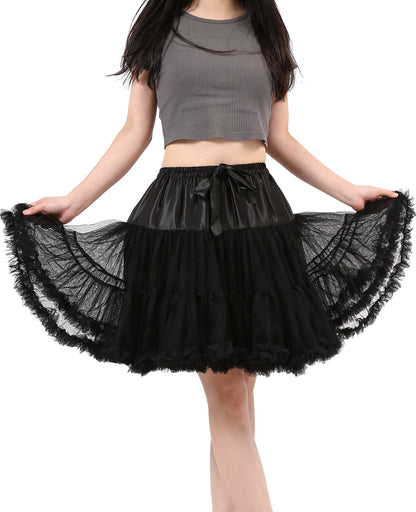 dgdgbaby Tulle Petticoats for Women Elastic Waist Chiffon Petticoat Party Cosplay Underskirt Multi-Layer Puffy Tutu Skirt