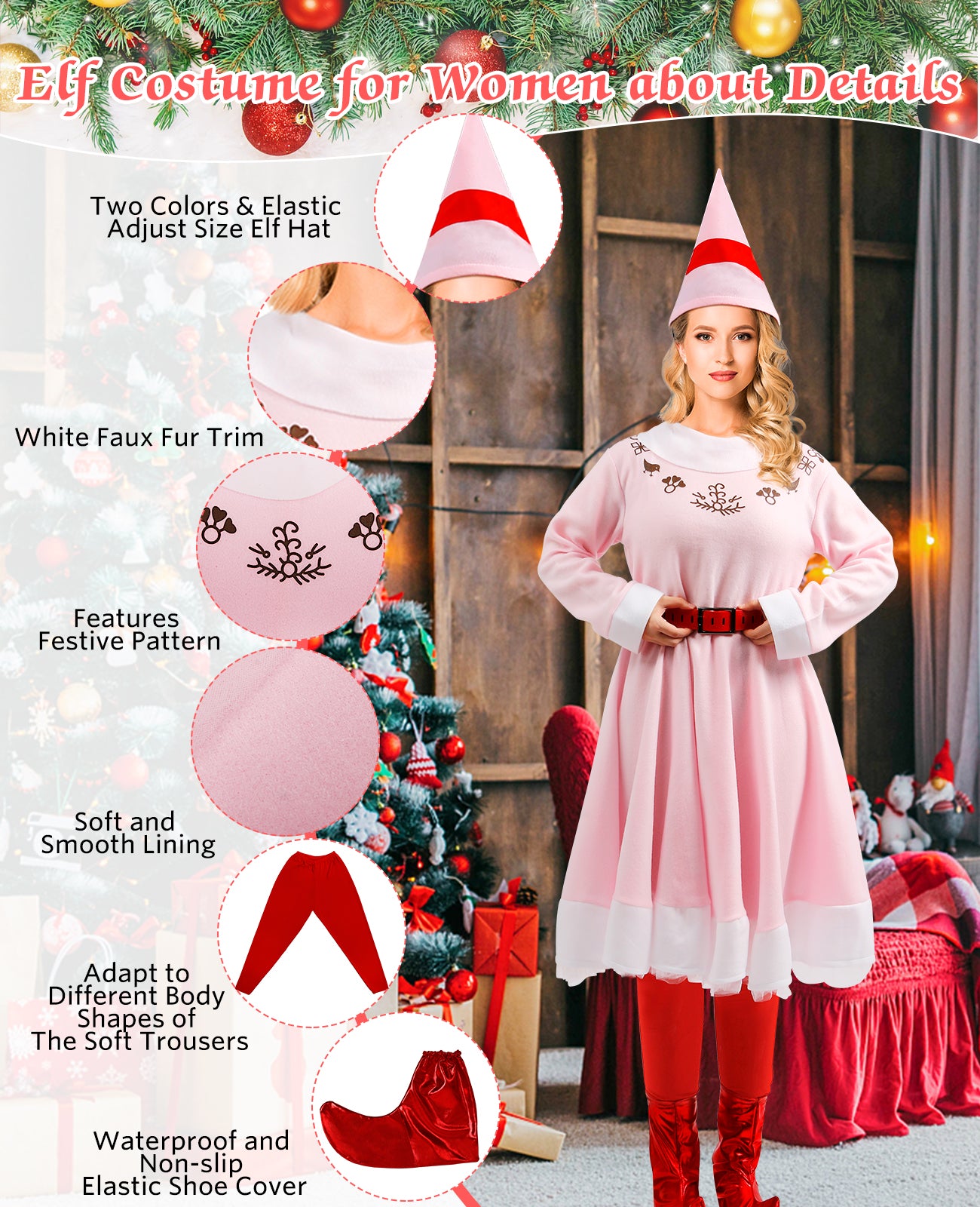 Santa Suit 10pcs Christmas Santa Claus Costume for Men Women Adult Costume Santa Outfit