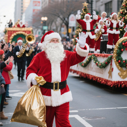 SOMOYA Christmas Santa Claus Costume with Beards Santa Suit Adult Men,Deluxe Santa Outfit Set Professional Santa Costumes, Santa Suits 9 Pcs(XX-Large, Burgundy)