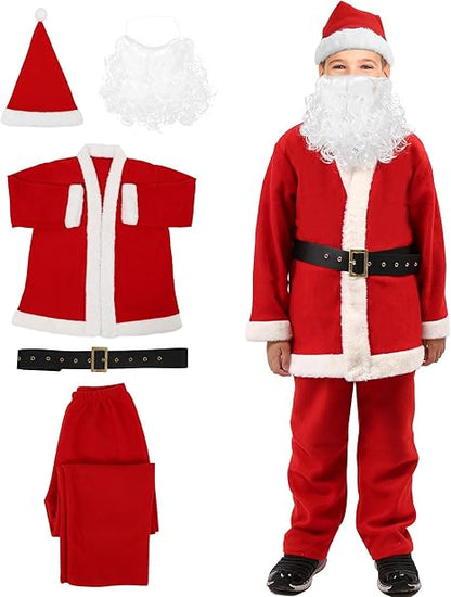 Boys Santa Claus Costume, Children's Santa Costume, Kids Xmas Santa Suit Christmas Outfit for Halloween Cosplay