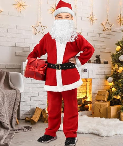 Boys Santa Claus Costume, Children's Santa Costume, Kids Xmas Santa Suit Christmas Outfit for Halloween Cosplay