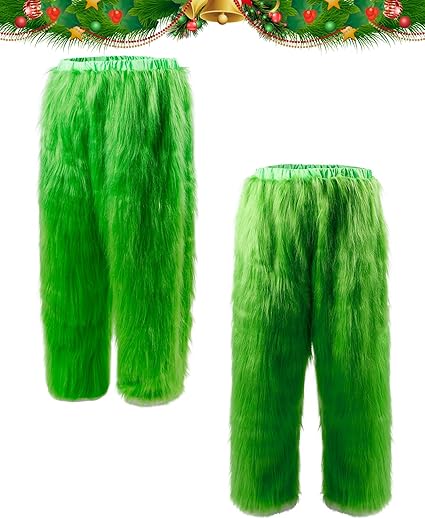 dgdgbaby Halloween Green Hairy Monster Christmas suit] Halloween Costumes Adult Cosplay Green Santa Costume with Mask Funny Santa Claus Costume for Men Santa Suit